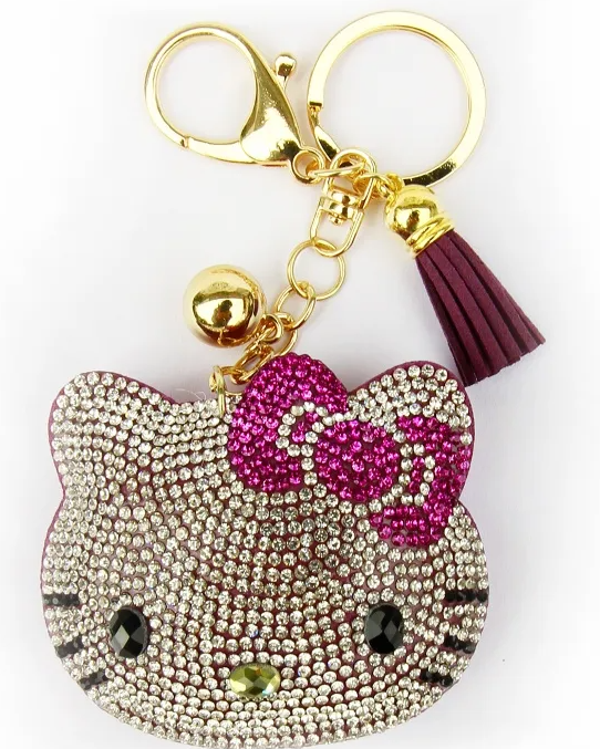 SANRIO ORIGINAL HELLO KITTY BLING LEATHER KEY CHAIN PURPLE