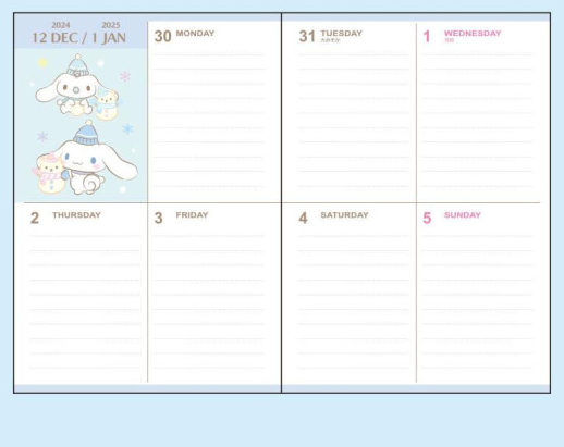 SANRIO JAPAN ORIGINAL CINNAMOROLL DIARY BOOK B6 2025 CALENDAR