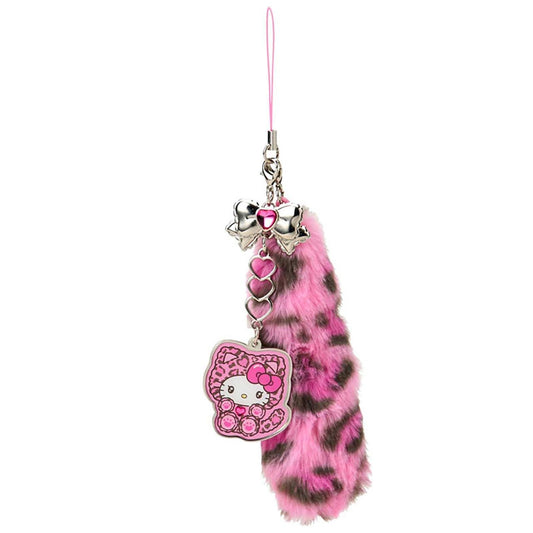 SANRIO ORIGINAL HELLO KITTY DANGLING TAIL MASCOT STRAP LEOPARD GAL CAT PINK