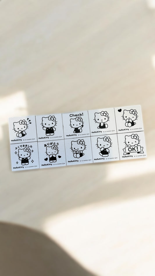 SANRIO WOOD RUBBER STAMPS SET HELLO KITTY ( 10 PCS )