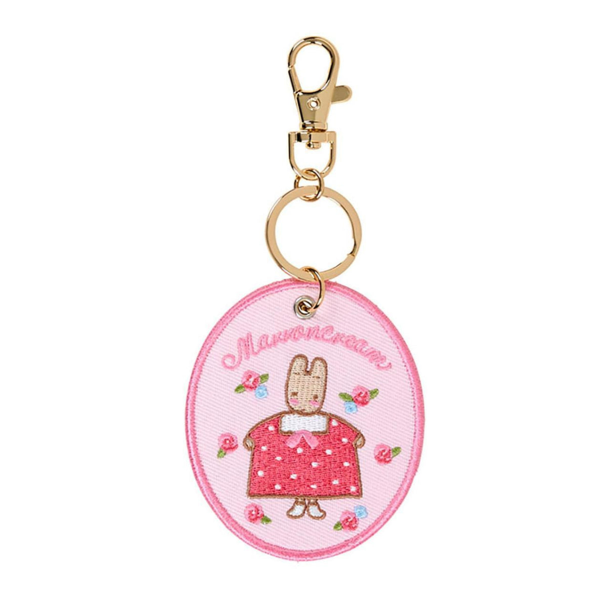 SANRIO MARRON CREAM EMBROIDERED PATCH KEYCHAIN