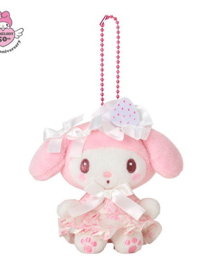 SANRIO ORIGINAL MY MELODY 50TH ANNIVERSARY MASCOT HOLDER- WHITE STRAWBERRY